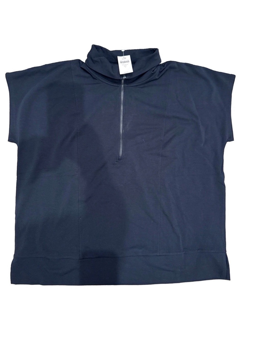 J . Jill navy short-sleeve half-zip sweatshirt Mock-neck Sweatshirt Size LT